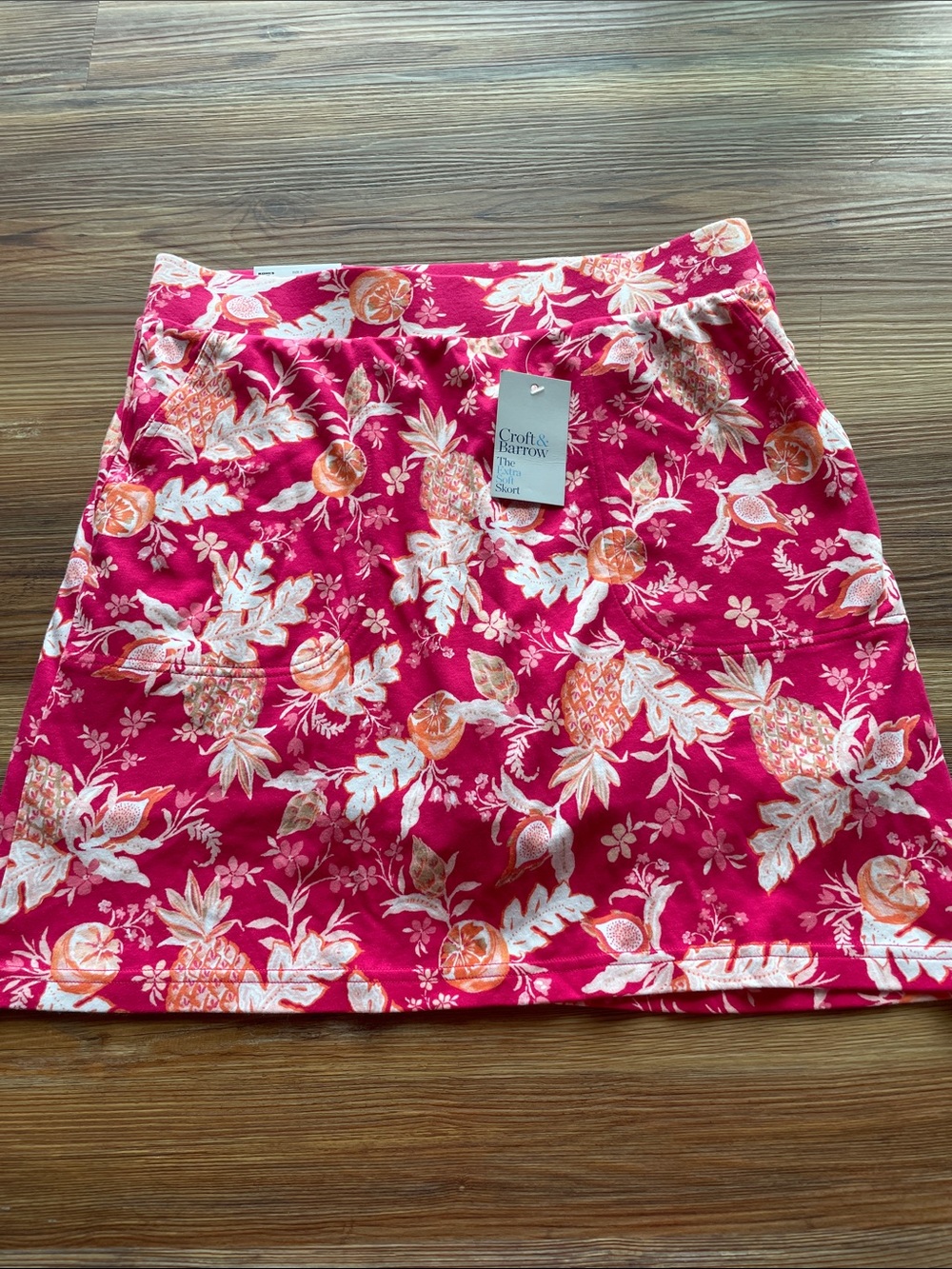 NWT croft & barrow Pink Floral Print Skort with Orange Accents size small